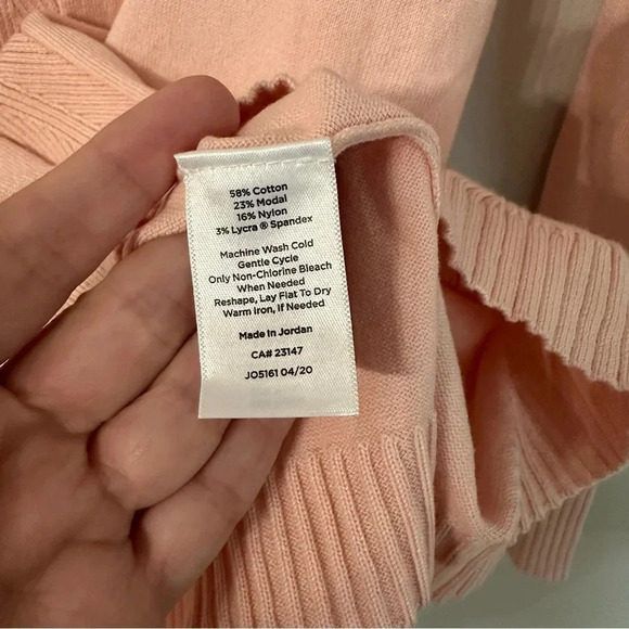 Talbots Women Long Sleeve Scoop Neck Pink Cotton Blend Sweater Sz M NWT - Picture 6 of 7